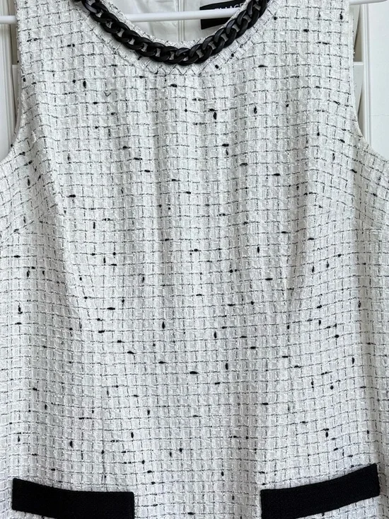 Karl Lagerfeld Tweed Dress Suit Set Size 8 Black White Chanel Style - Picture 6 of 8